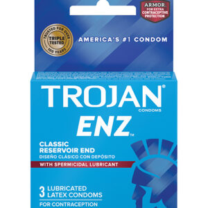 Trojan Enz Spermicidal Lubricated Condoms - Box of 3