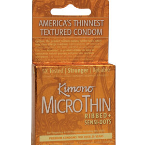 Kimono Textured Ribbed+Sensi Dots Condoms - Box of 3