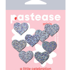 Pastease Mini Glitter Hearts - Silver Pack of 8