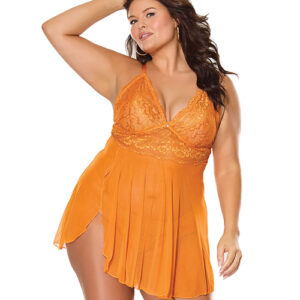 Mango Obsession Lace & Mesh Babydoll w/G-String - Orange QN