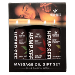 Earthly Body 2025 Holiday Massage Oil Gift Set - 2 oz Asst. Scents Box of 3