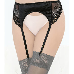 Satin & Lace Garterbelt Black LG