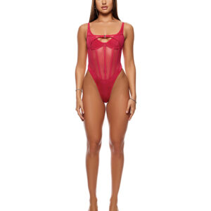 Layers To This Mesh and Knit Teddy - Pink MD