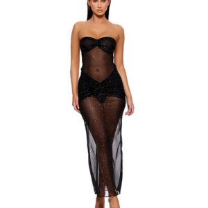 Private Party Glitter Dress w/Thong - Black LG