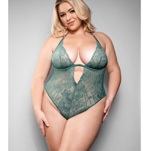 Temptress Aerin Lace Teddy w/Removable Chain - Green 3X/4X