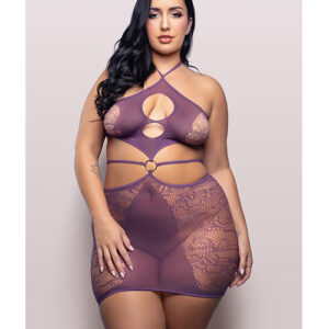 Vixen Focus On Me Halter Dress w/Key Ring Details - Purple QN