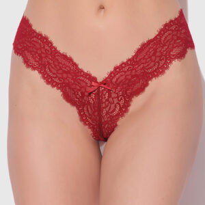 Lana Sheer Lace V-Thong - Red SM