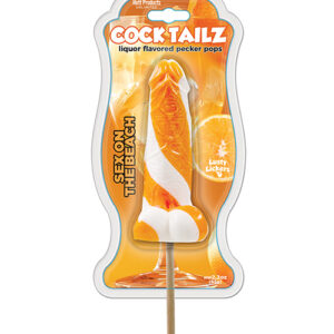 Cock Tailz Liquor Flavored Pecker Pops - Sex on the Beach Orange/White Stripe