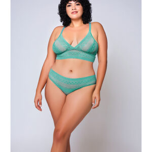 Geometric Lace Bralette & Hipster Teal 3X