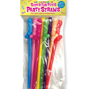 Super Fun Penis Multicolor Party Straws - Pack of 8