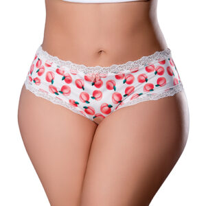 Sweet Treats Crotchless Boy Short w/Wicked Sensual Care Peach Lube - White QN