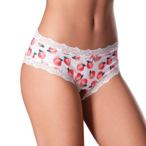 Sweet Treats Crotchless Boy Short w/Wicked Sensual Care Peach Lube - White S/M