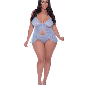 Ooh La Lace Babydoll & Split Crotch Panty Periwinkle QN