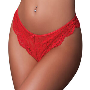 Sugar High Split Crotch Panty - Red L/XL