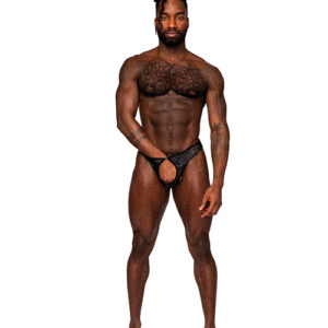 Sassy Lace Open Ring Thong Black L/XL