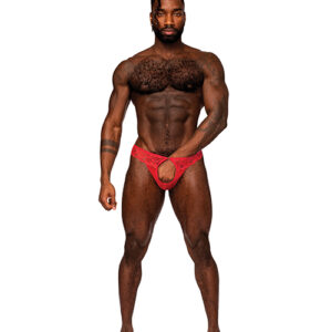 Sassy Lace Open Ring Thong Red L/XL