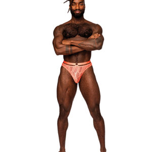 Rude Awakening Mesh Strap Thong Neon Orange L/XL