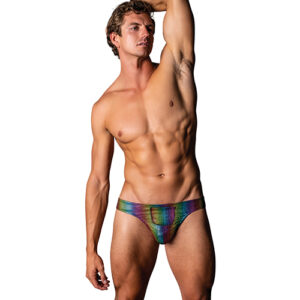Pack & Play Thong w/Front Condom Pouch - Rainbow L/XL