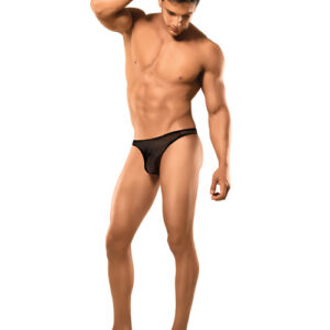 Male Power Stretch Net Pouch Thong Black L/XL