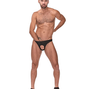 Male Power Nylon Spandex Pouchless Brief Black O/S