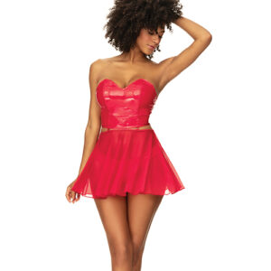 Wet Look Two in One Babydoll Red LG