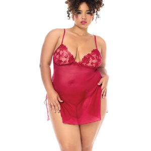 Luxe Babydoll w/Adjustable Straps & G-String - Red 1X/2X
