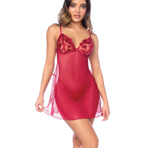 Luxe Babydoll w/Adjustable Straps & G-String - Red S/M