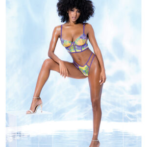 Embroidered Bralette & Strappy Panty Tuscany Multi-Color S/M
