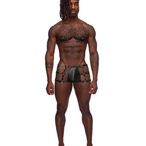 Fetish Vulcan Nylon Spandex Caged Short Black S/M