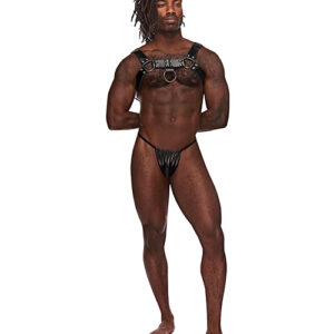 Leather Aries Single Ring Harness Black O/S
