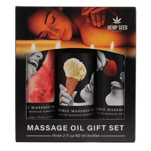 Earthly Body Edible Massage Oil Gift Set - 2 oz Watermelon, Strawberry & Vanilla