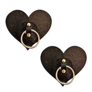 Neva Nude After Midnight Glitter Hoop Heart Pasties - Black O/S