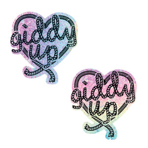 Neva Nude Giddy Up Heart Reflective Pasties - Rainbow O/S