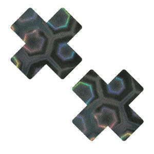 Neva Nude Holographic X Factor Pasties - Black O/S