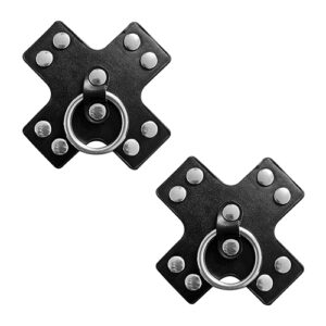 Neva Nude Burlesque Pierced N' Punked Leather Metal X Silicone Reusable Pasties - Black O/S