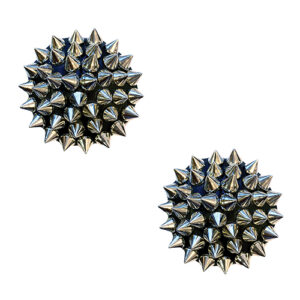 Neva Nude Burlesque Bowser Spike Pleather Reusable Silicone Pasties - Silver/Black O/S