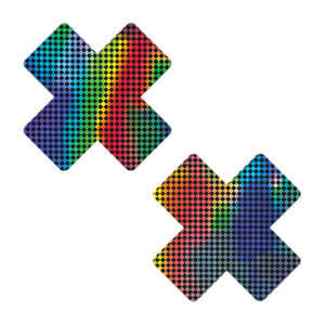 Neva Nude Holographic X Factor Pasties - Rainbow/Black O/S