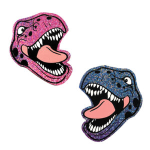 Neva Nude Black Light Dinosaur Pasties - Pink & Blue O/S
