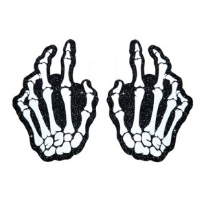 Neva Nude Holographic Skeleton Hands Pasties - White/Black O/S