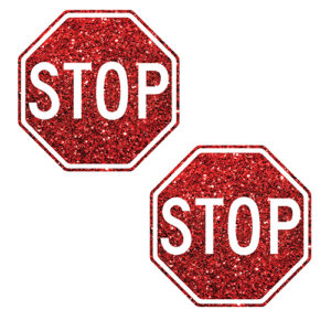 Neva Nude Stop Sign Glitter Pasties - Red O/S
