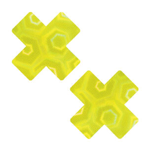 Neva Nude Holographic X Factor Pasties - Neon Yellow O/S
