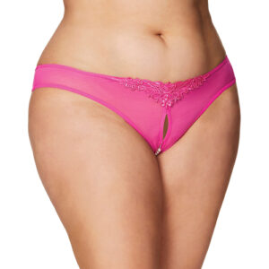 Crotchless Thong w/Pearls Hot Pink 3X/4X