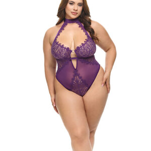 Kennedy Lace and Mesh Teddy - Purple XL