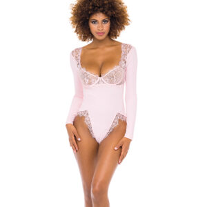Maria Ribbed Knit & Lace Teddy Crystal Rose XL