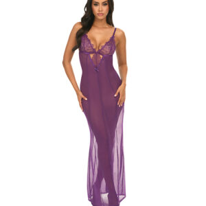 Katana Mesh & Eyelash Lace Gown - Purple L/XL