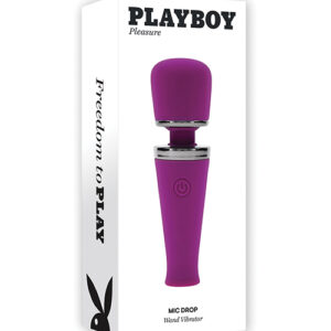 Playboy Pleasure Mic Drop Petite Wand Vibrator - Fuschia