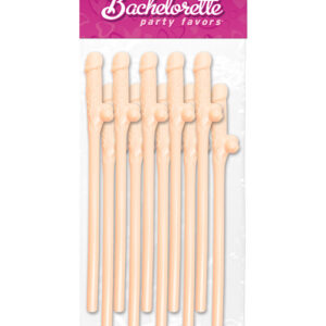 Bachelorette Party Favors Dicky Sipping Straws - Flesh Pack of 10
