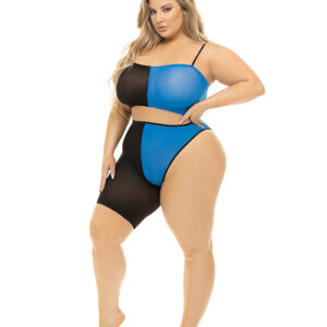 Pink Lipstick Block You Out Bandeau & Bottom Black/Blue QN