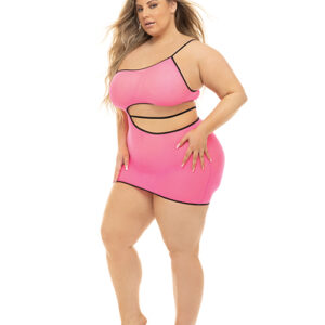 Pink Lipstick All You Need Cut Out Dress Neon Pink QN