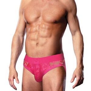 Prowler Lace Open Back Brief - Pink XL